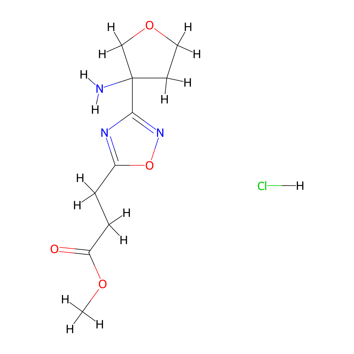 Methyl3-[3-(3-aminooxolan-3-yl)-1,2,4-oxadiazol-5-yl]propanoatehydrochloride molecular structure, CAS 2503205-15-8