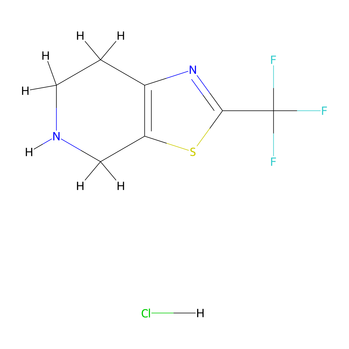 2-(trifluoromethyl)-4H,5H,6H,7H-(1,3)thiazolo(5,4-c)pyridine hydrochloride molecular structure, CAS 2503205-21-6