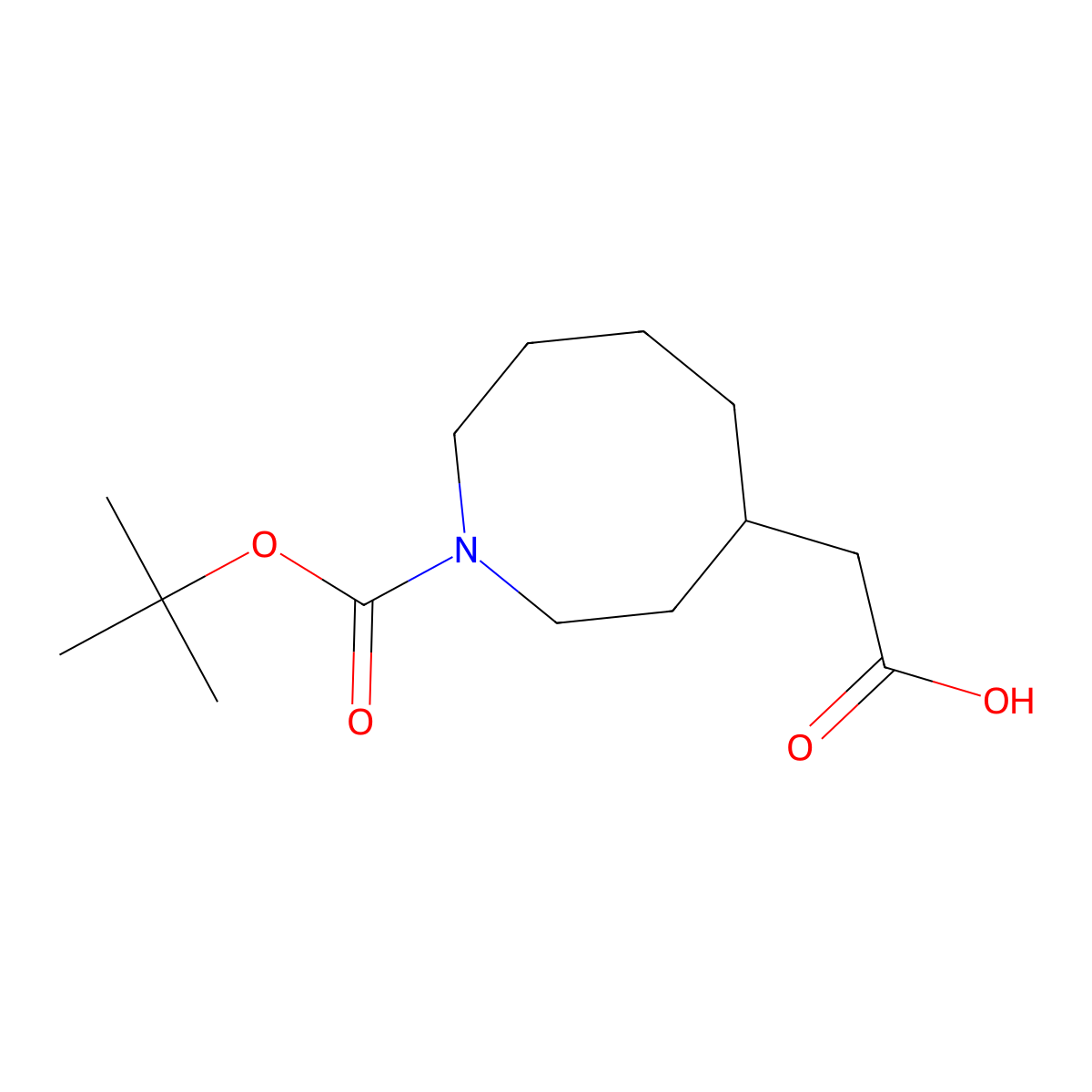 2-{1-[(Tert-butoxy)carbonyl]azocan-4-yl}aceticacid molecular structure, CAS 2503205-22-7
