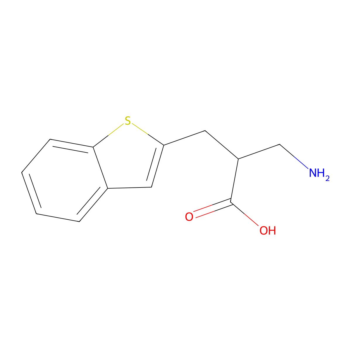 3-Amino-2-[(1-benzothiophen-2-yl)methyl]propanoic acid molecular structure, CAS 2503205-24-9