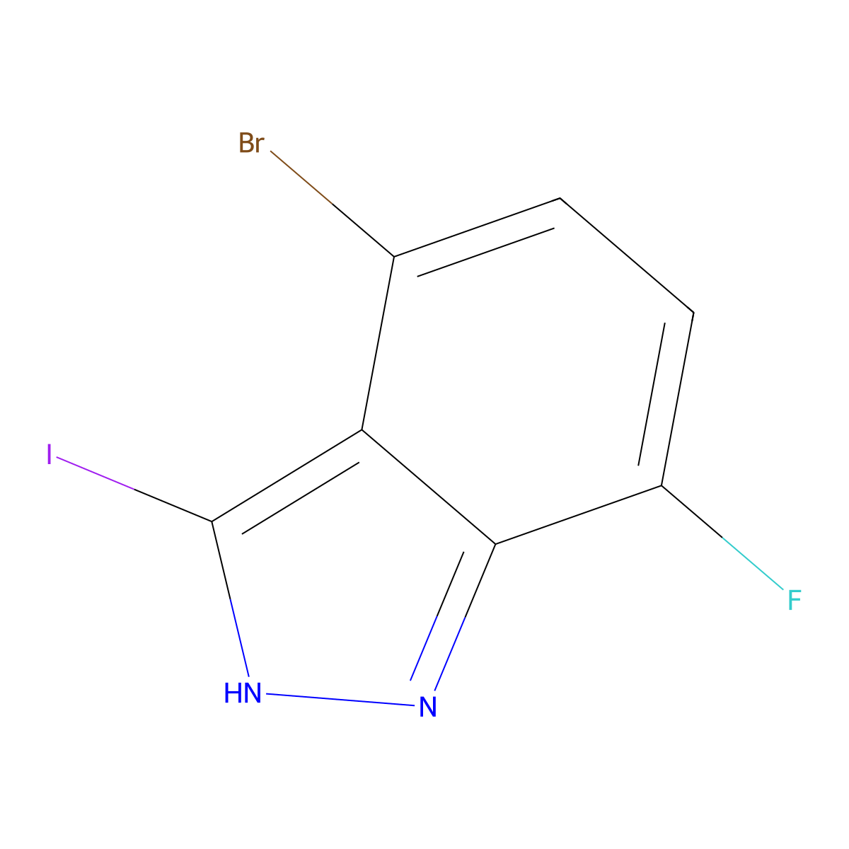 4-bromo-7-fluoro-3-iodo-1H-indazole molecular structure, CAS 2503205-29-4