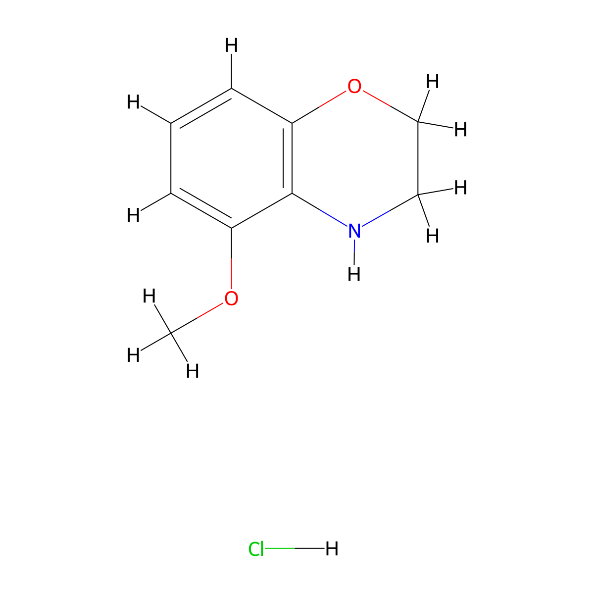 5-methoxy-3,4-dihydro-2H-1,4-benzoxazine hydrochloride molecular structure, CAS 2503205-31-8