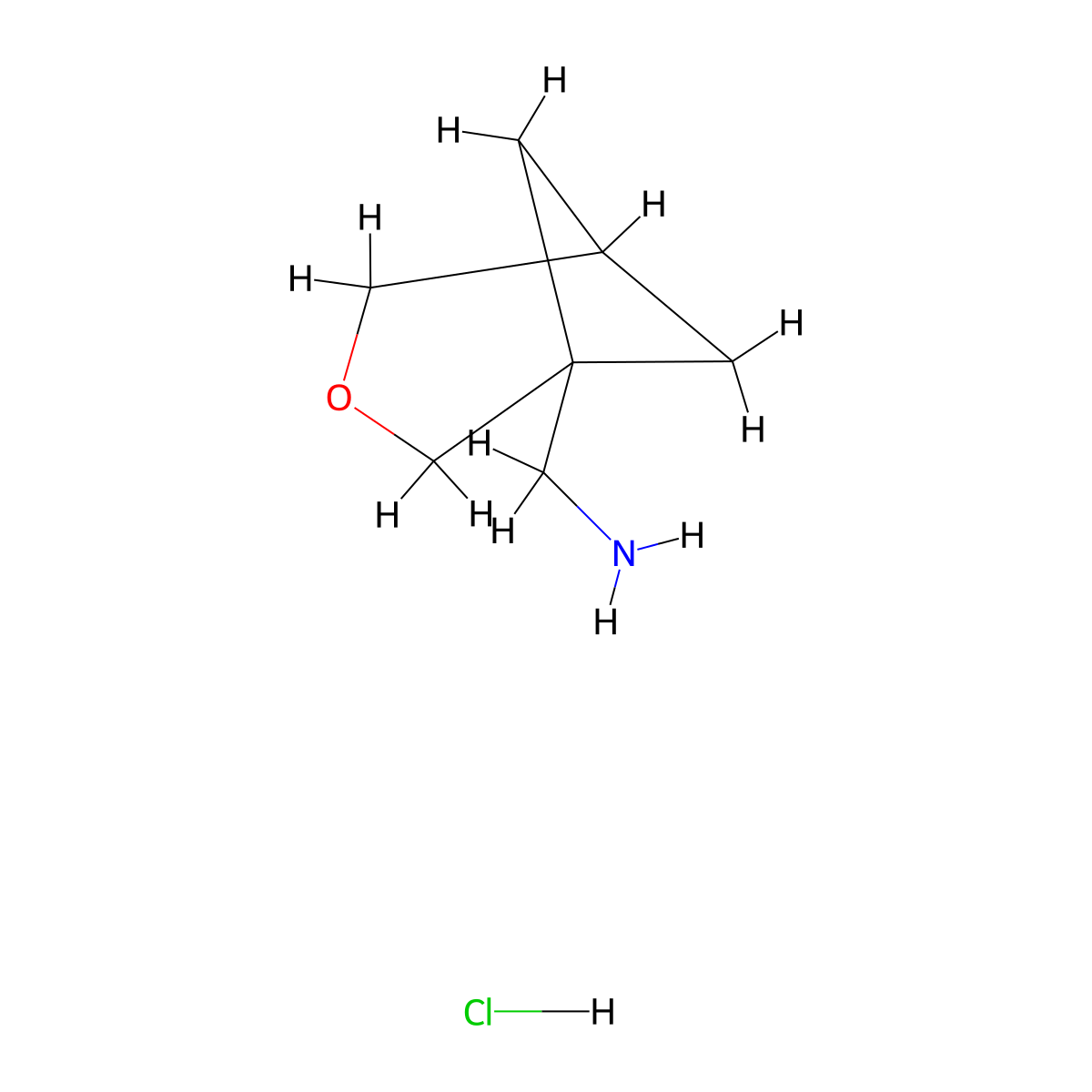 1-(3-Oxabicyclo(3.1.1)heptan-1-yl)methanamine hydrochloride molecular structure, CAS 2503205-45-4