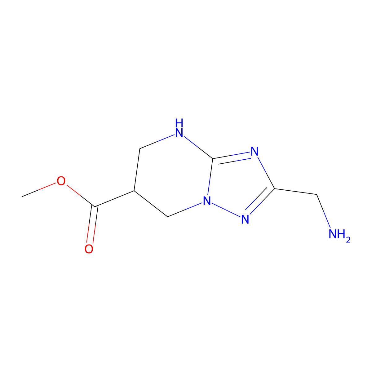 methyl 2-(aminomethyl)-4H,5H,6H,7H-[1,2,4]triazolo[1,5-a]pyrimidine-6-carboxylate molecular structure, CAS 2503205-46-5