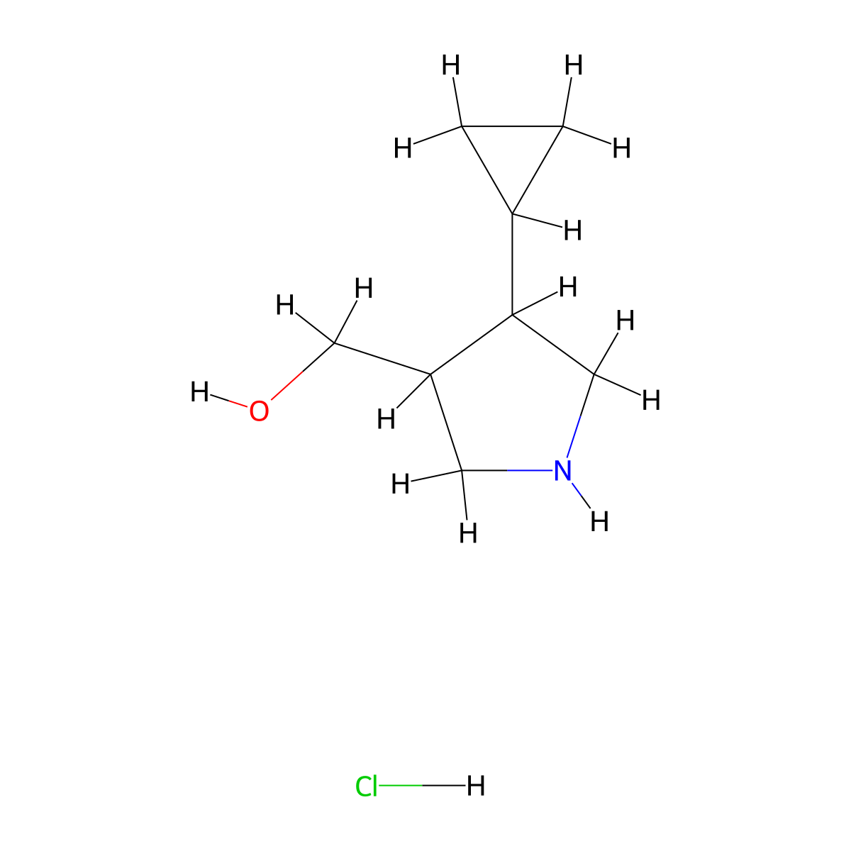 (4-Cyclopropylpyrrolidin-3-yl)methanol hydrochloride molecular structure, CAS 2503205-48-7