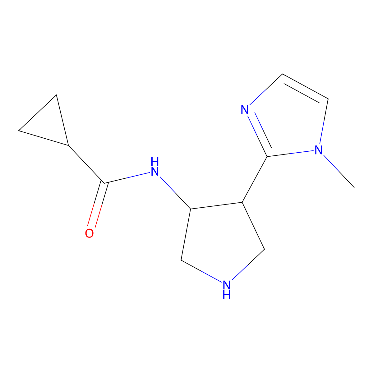 N-[4-(1-methyl-1H-imidazol-2-yl)pyrrolidin-3-yl]cyclopropanecarboxamide molecular structure, CAS 2503205-51-2