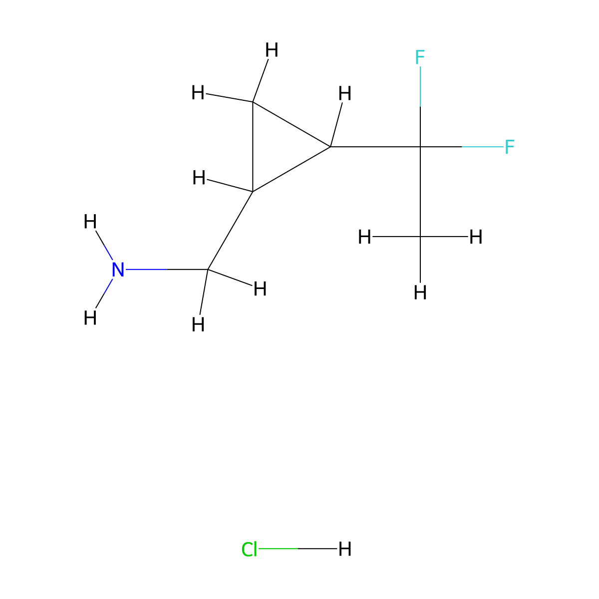 1-[2-(1,1-Difluoroethyl)cyclopropyl]methanamine hydrochloride molecular structure, CAS 2503205-52-3