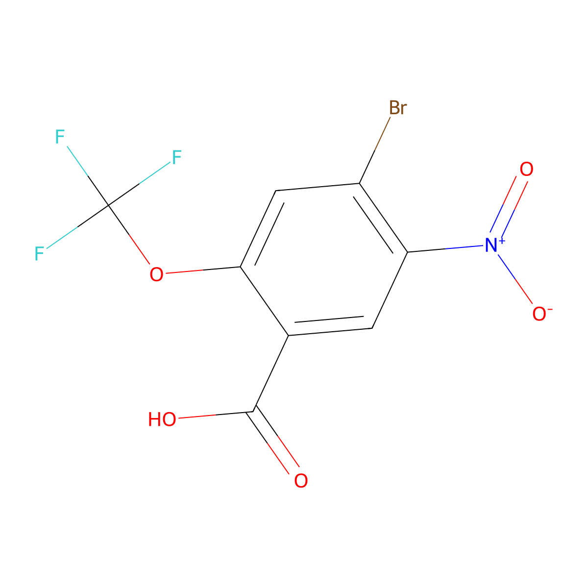 4-Bromo-5-nitro-2-(trifluoromethoxy)benzoic acid molecular structure, CAS 2503205-62-5