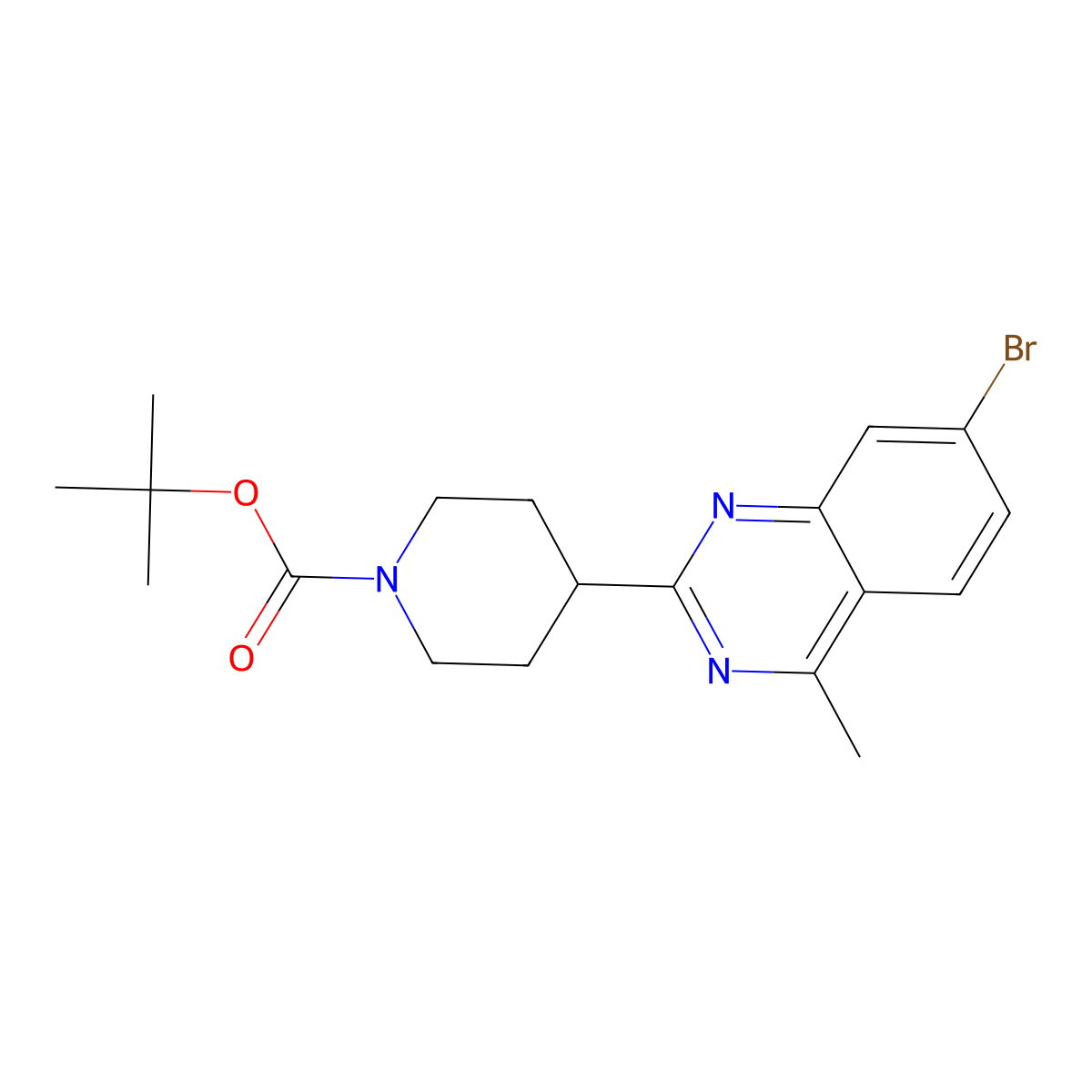 Tert-butyl 4-(7-bromo-4-methylquinazolin-2-yl)piperidine-1-carboxylate molecular structure, CAS 2503205-68-1