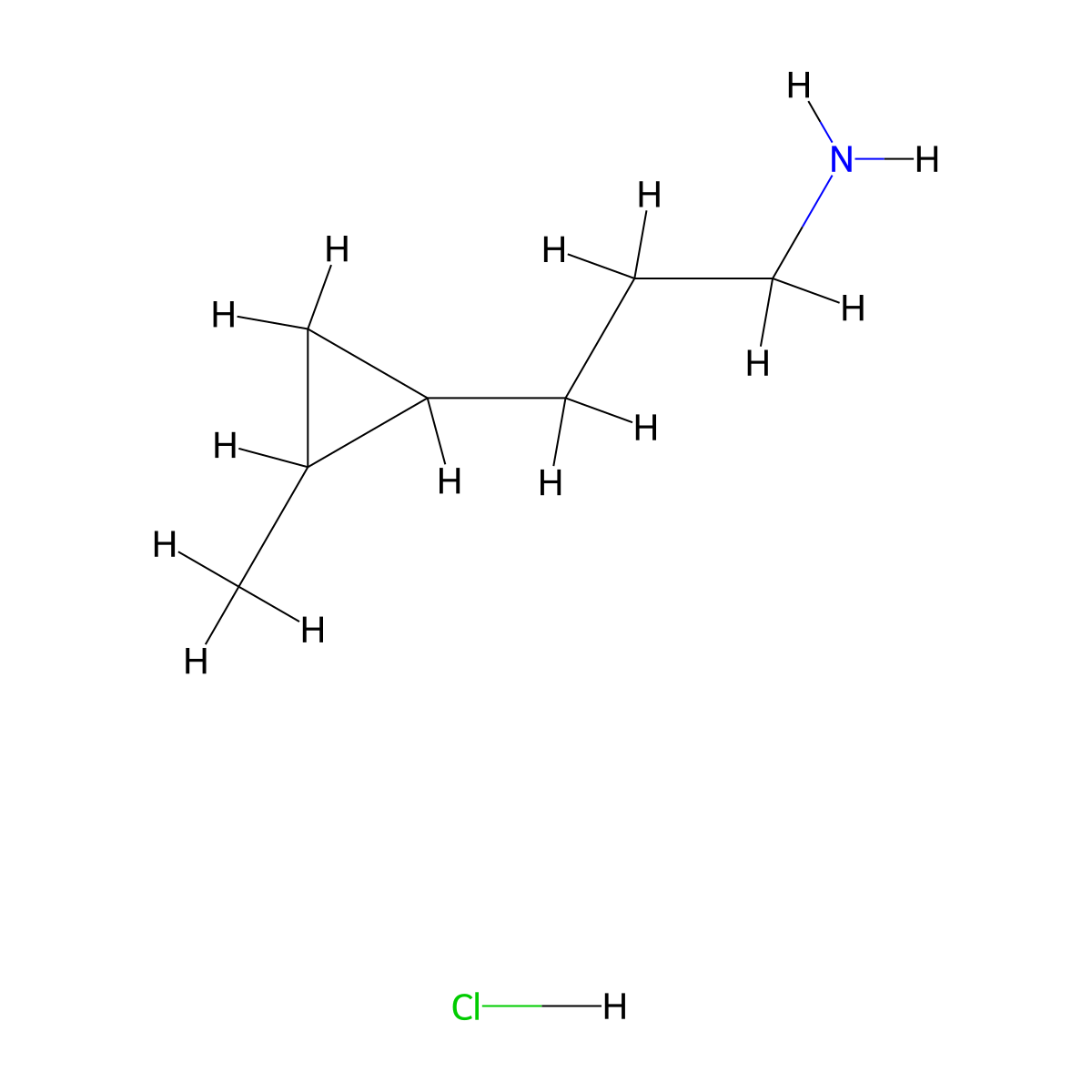 3-(2-Methylcyclopropyl)propan-1-amine hydrochloride molecular structure, CAS 2503205-74-9