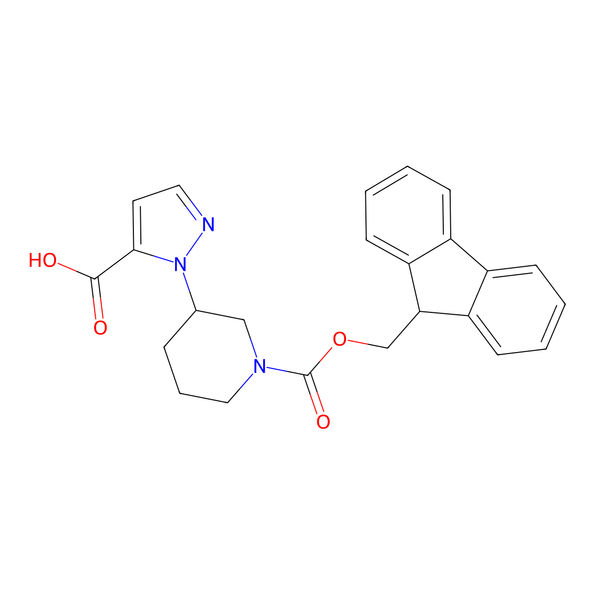 2-[1-(9H-Fluoren-9-ylmethoxycarbonyl)piperidin-3-yl]pyrazole-3-carboxylic acid molecular structure, CAS 2503205-77-2
