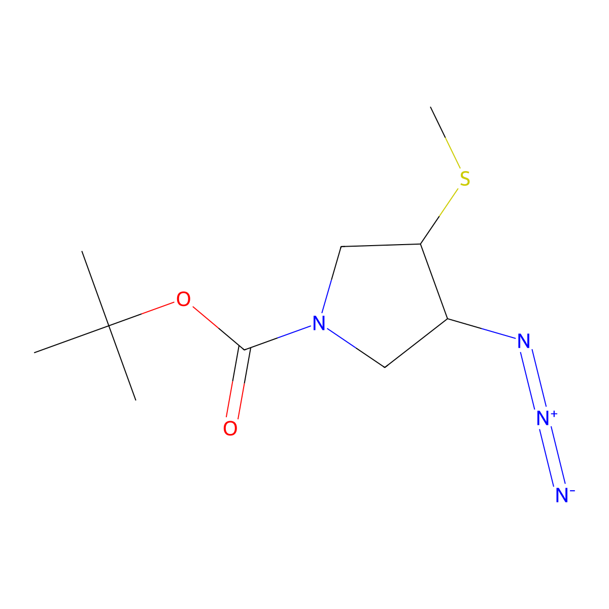 Tert-butyl 3-azido-4-(methylsulfanyl)pyrrolidine-1-carboxylate molecular structure, CAS 2503205-78-3