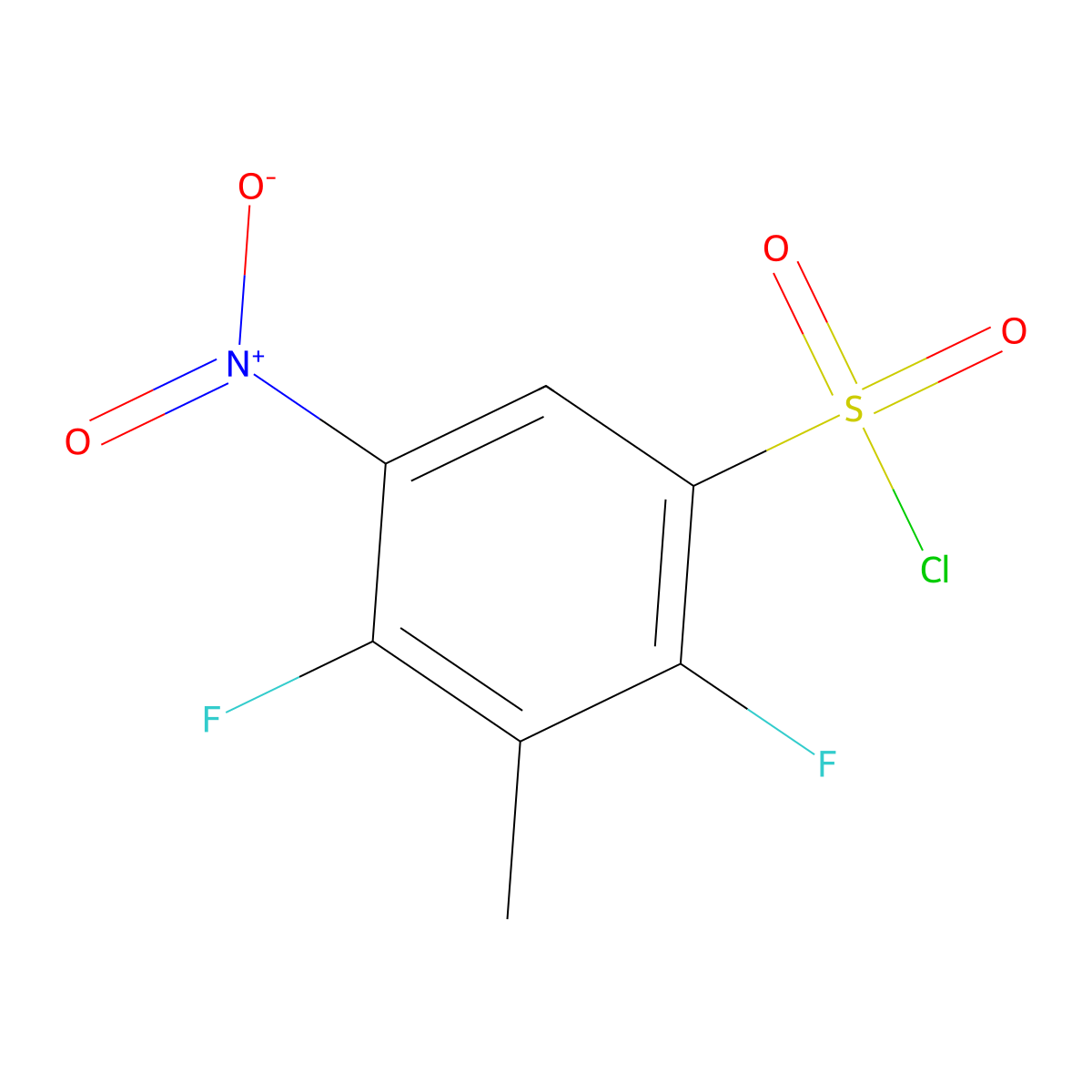 2,4-Difluoro-3-methyl-5-nitrobenzene-1-sulfonyl chloride molecular structure, CAS 2503205-81-8