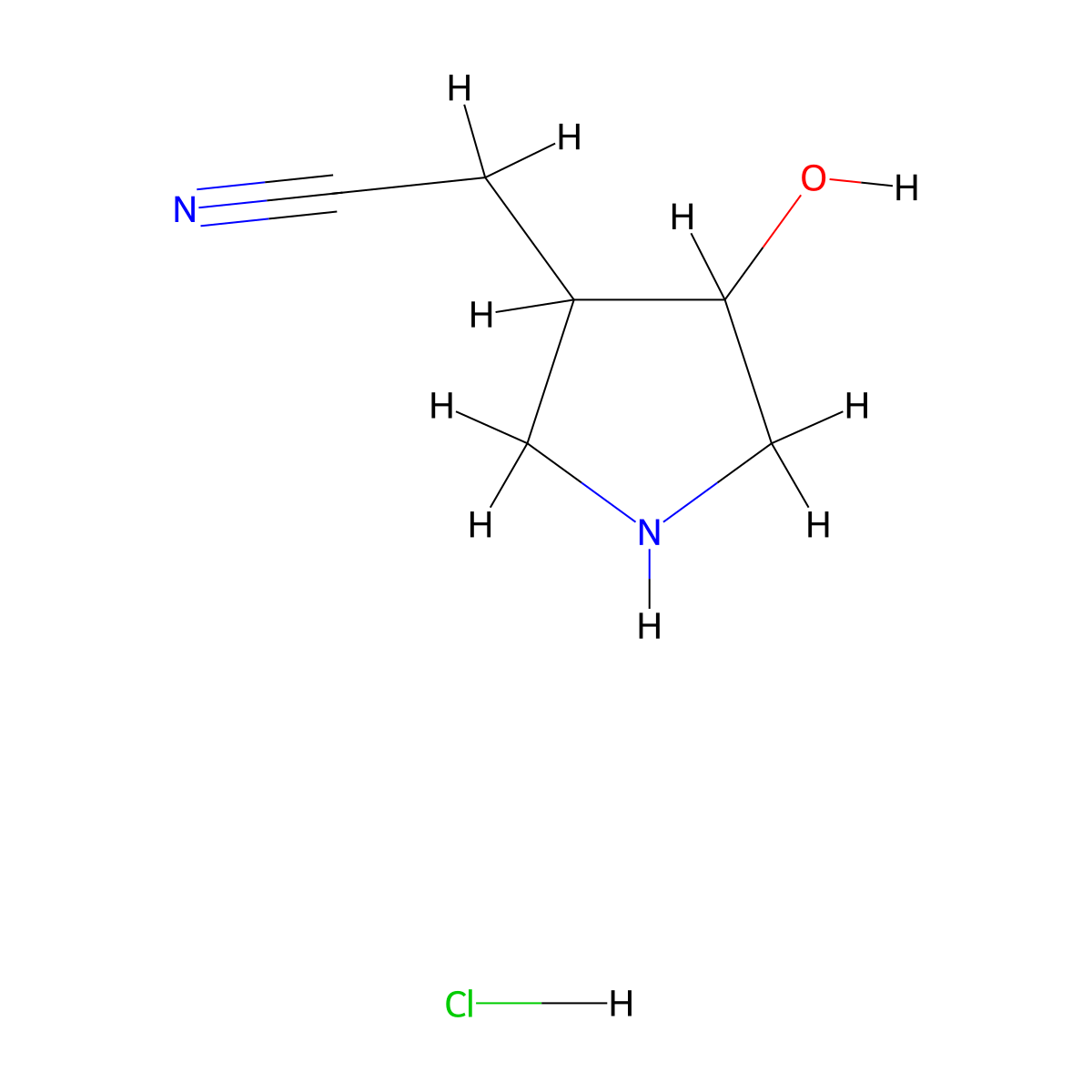 2-(4-Hydroxypyrrolidin-3-yl)acetonitrile hydrochloride molecular structure, CAS 2503205-83-0