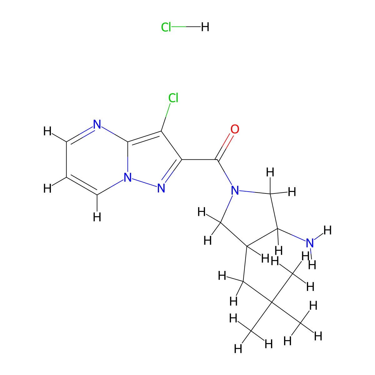 1-{3-Chloropyrazolo[1,5-a]pyrimidine-2-carbonyl}-4-(2,2-dimethylpropyl)pyrrolidin-3-amine hydrochloride molecular structure, CAS 2503205-95-4