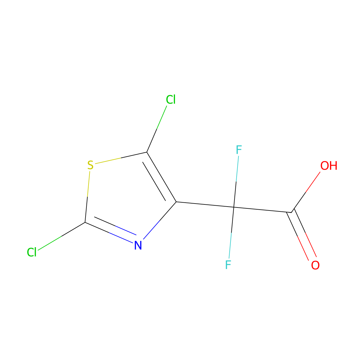 2-(2,5-Dichloro-1,3-thiazol-4-yl)-2,2-difluoroacetic acid molecular structure, CAS 2503205-98-7