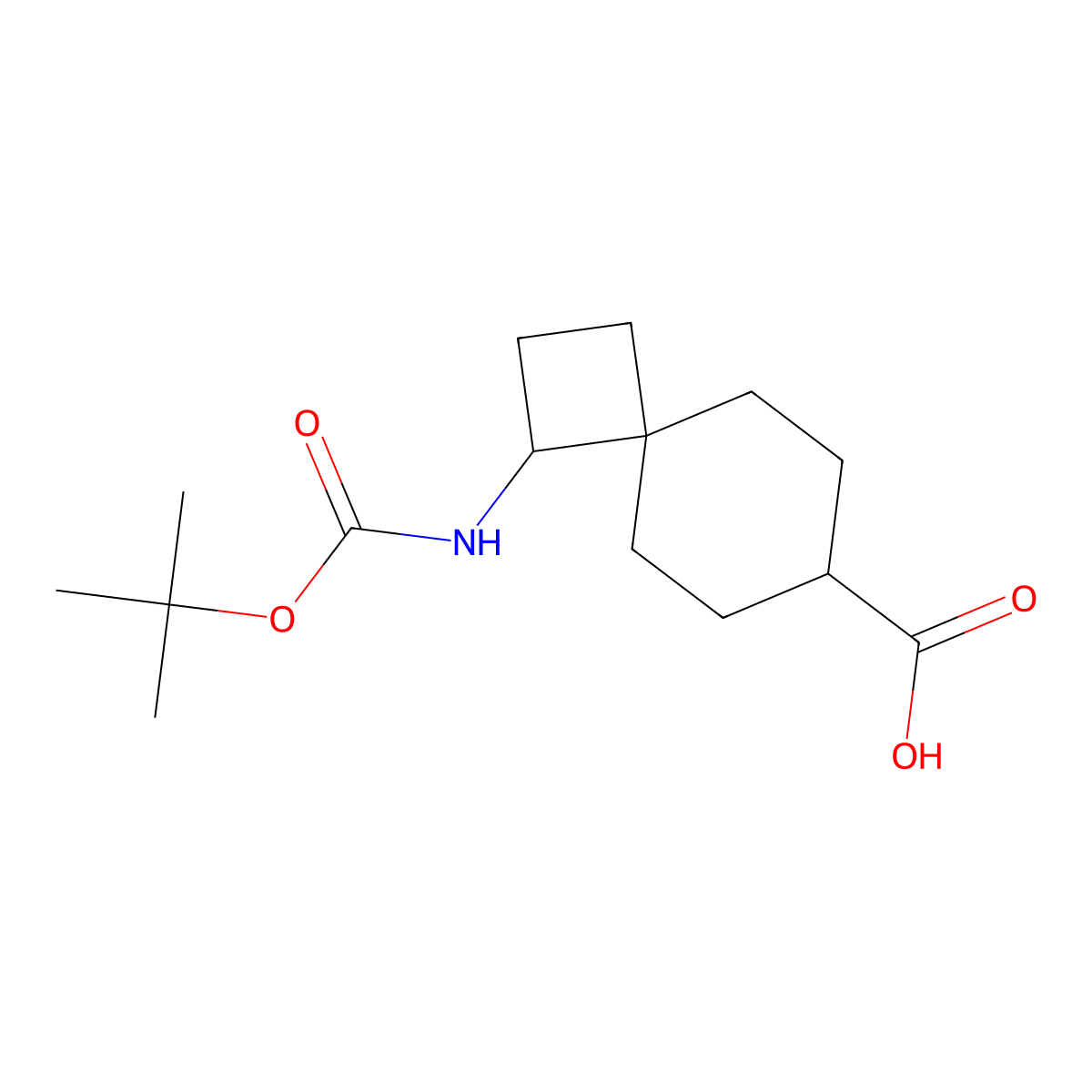 1-{[(Tert-butoxy)carbonyl]amino}spiro[3.5]nonane-7-carboxylic acid molecular structure, CAS 2503205-99-8