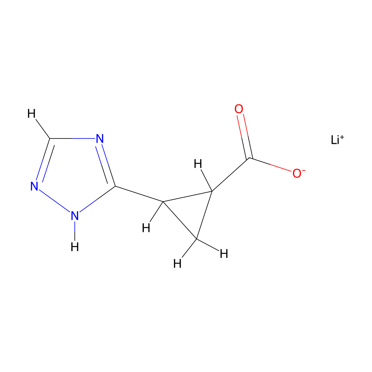 lithium(1+) 2-(1H-1,2,4-triazol-3-yl)cyclopropane-1-carboxylate molecular structure, CAS 2503206-09-3