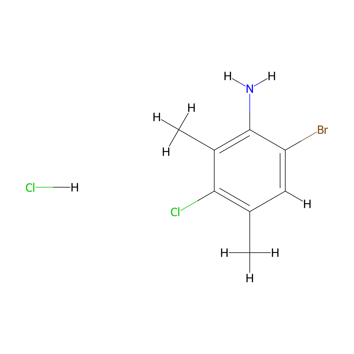 6-Bromo-3-chloro-2,4-dimethylanilinehydrochloride molecular structure, CAS 2503206-24-2