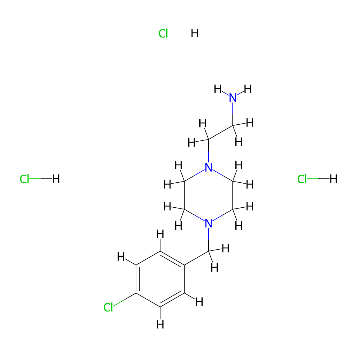 2-{4-[(4-Chlorophenyl)methyl]piperazin-1-yl}ethan-1-amine trihydrochloride molecular structure, CAS 2503206-31-1
