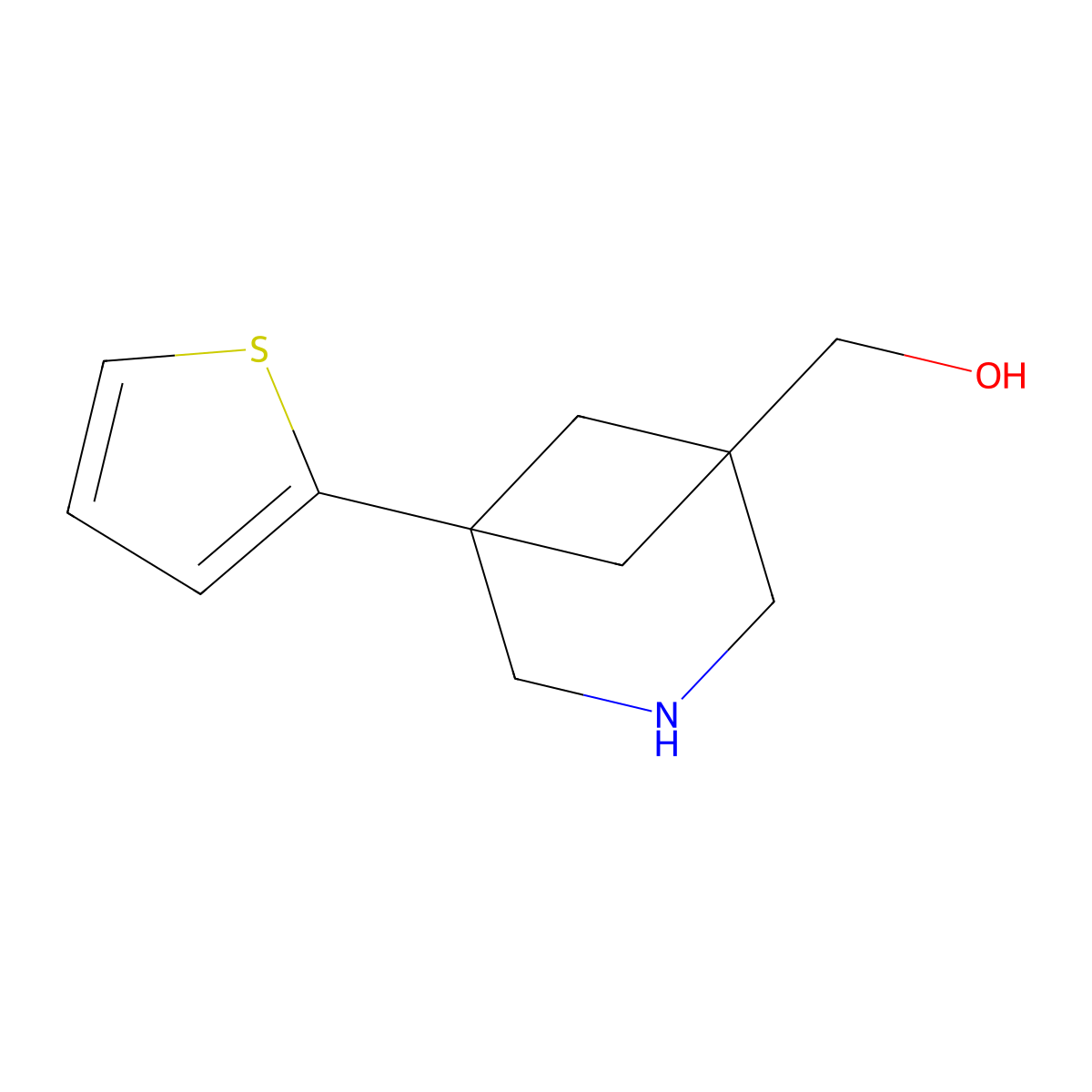 [5-(Thiophen-2-yl)-3-azabicyclo[3.1.1]heptan-1-yl]methanol molecular structure, CAS 2503206-32-2