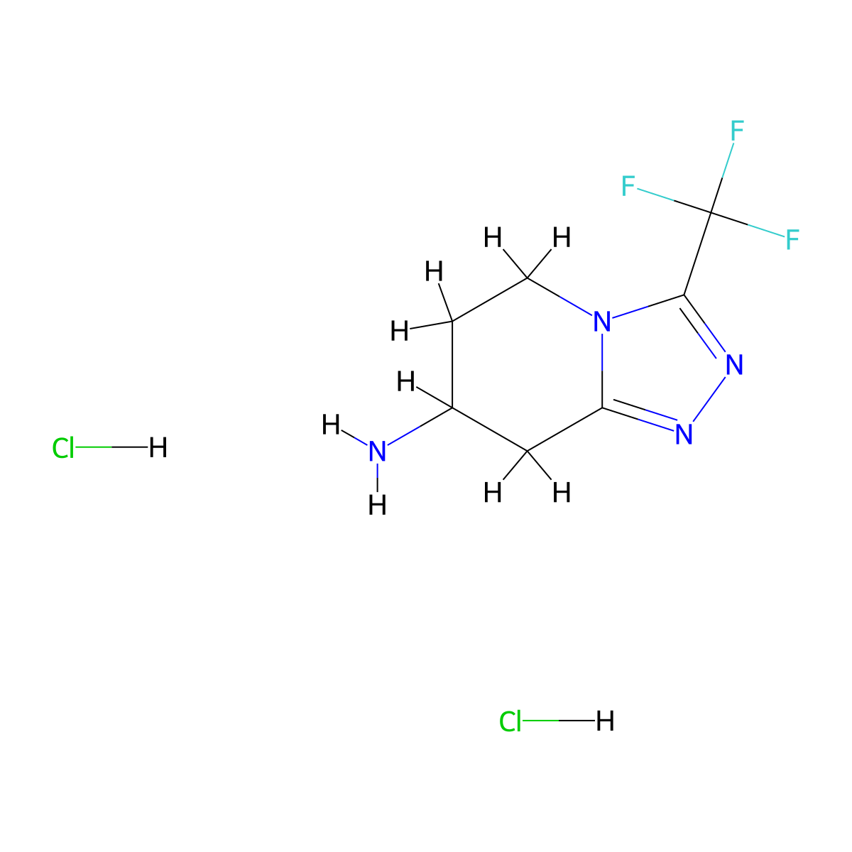 3-(trifluoromethyl)-5H,6H,7H,8H-(1,2,4)triazolo(4,3-a)pyridin-7-amine dihydrochloride molecular structure, CAS 2503206-34-4