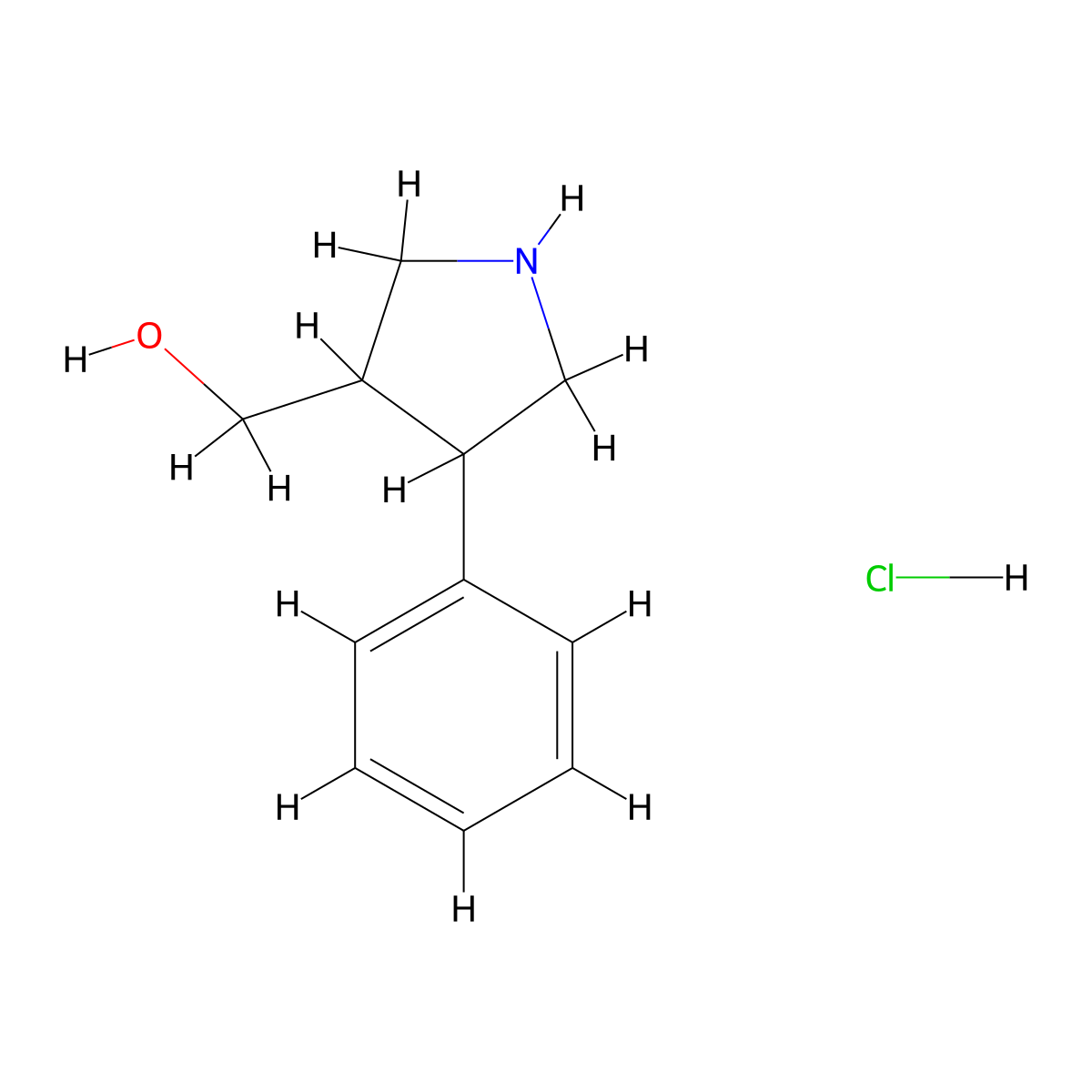 (4-Phenylpyrrolidin-3-yl)methanol hydrochloride molecular structure, CAS 2503206-41-3