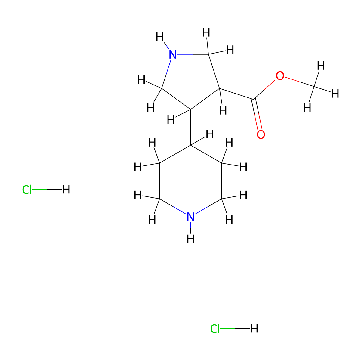 Methyl 4-(piperidin-4-yl)pyrrolidine-3-carboxylate dihydrochloride molecular structure, CAS 2503206-53-7