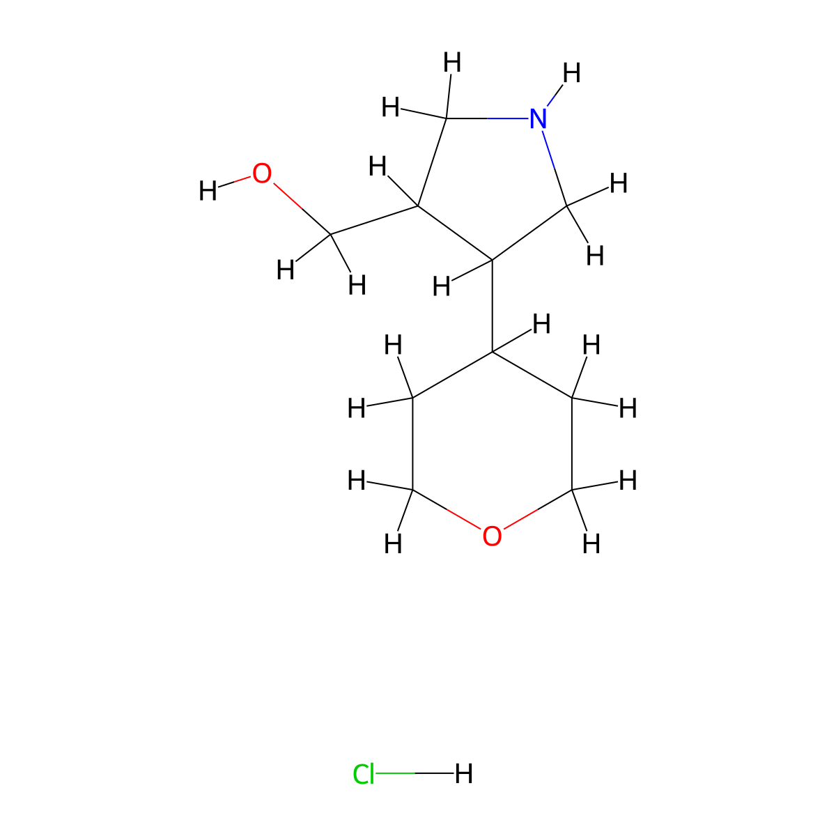 [4-(Oxan-4-yl)pyrrolidin-3-yl]methanol hydrochloride molecular structure, CAS 2503206-64-0