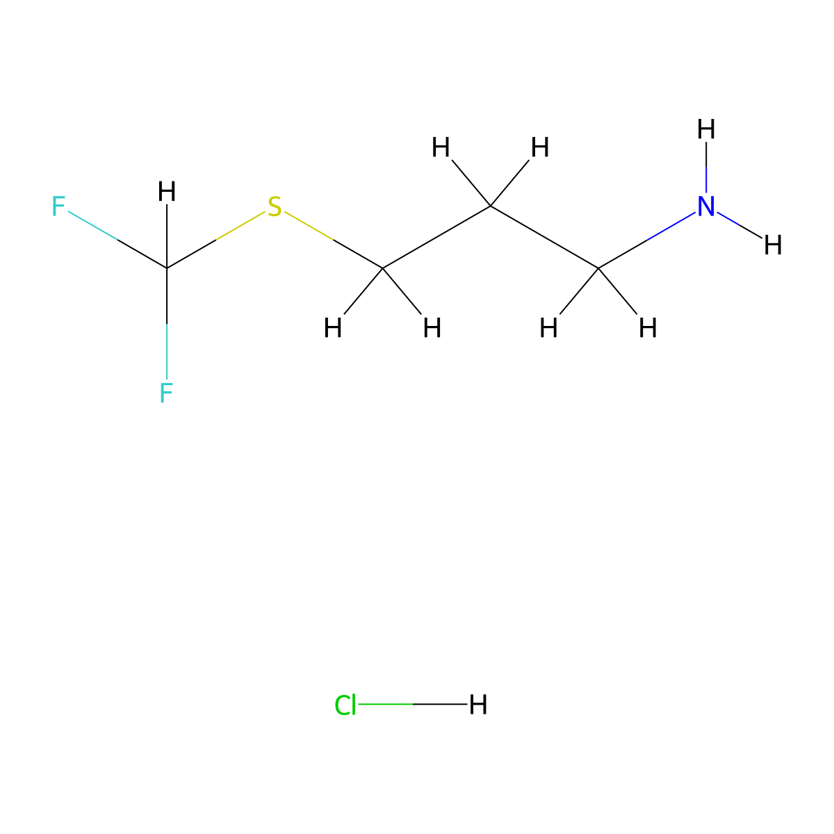 3-[(Difluoromethyl)sulfanyl]propan-1-amine hydrochloride molecular structure, CAS 2503206-75-3