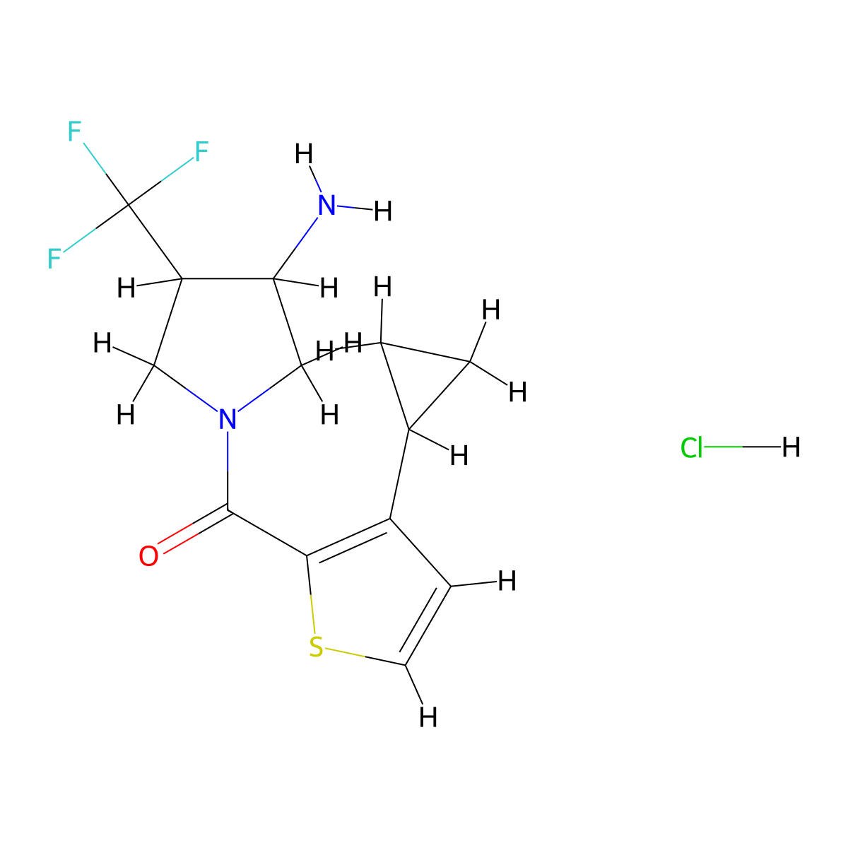 1-(3-Cyclopropylthiophene-2-carbonyl)-4-(trifluoromethyl)pyrrolidin-3-amine hydrochloride molecular structure, CAS 2503206-80-0