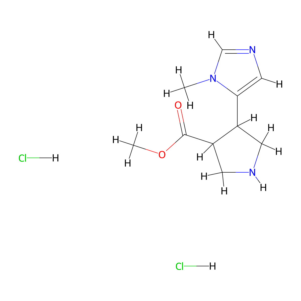methyl 4-(1-methyl-1H-imidazol-5-yl)pyrrolidine-3-carboxylate dihydrochloride molecular structure, CAS 2503206-92-4