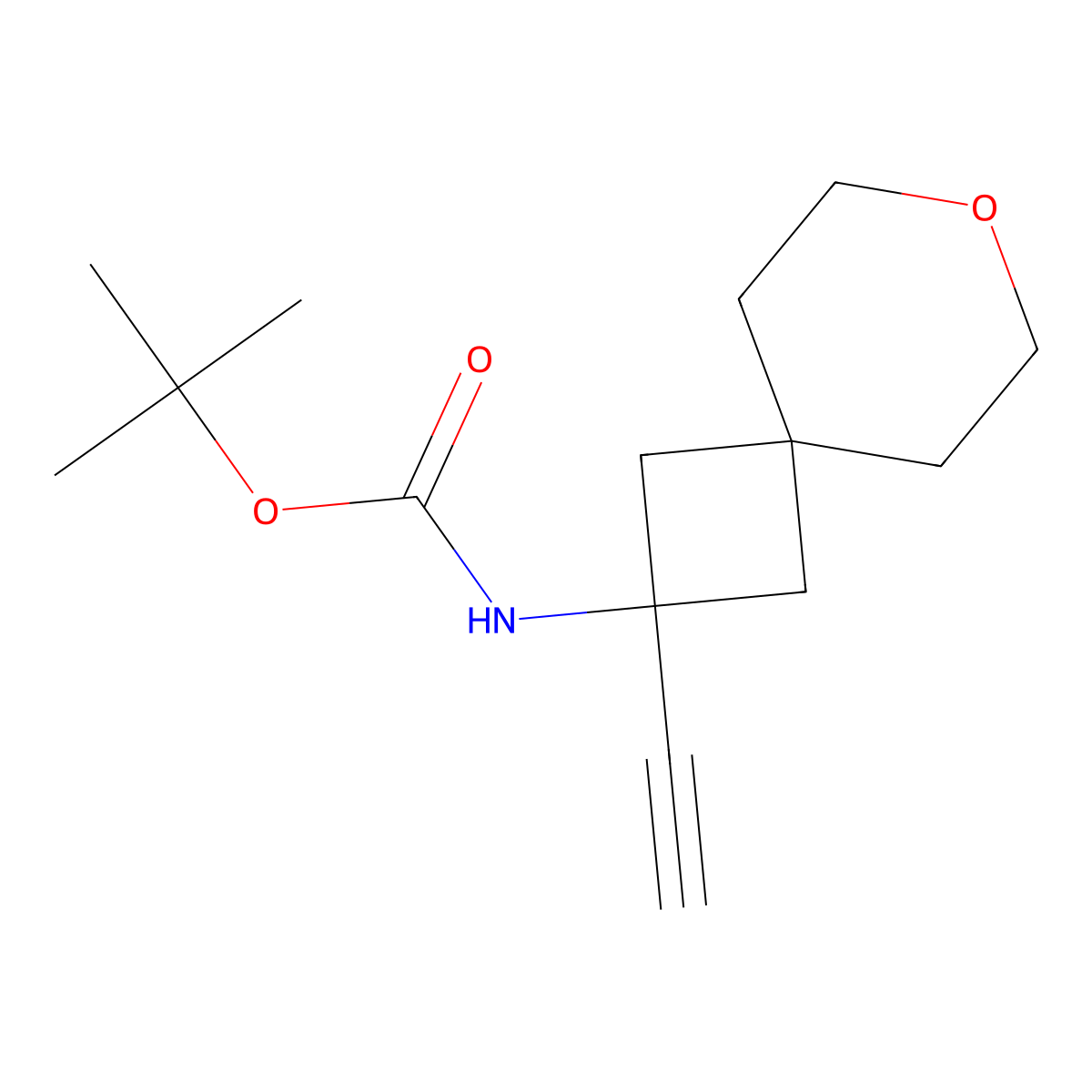 tert-butylN-{2-ethynyl-7-oxaspiro[3.5]nonan-2-yl}carbamate molecular structure, CAS 2503207-06-3