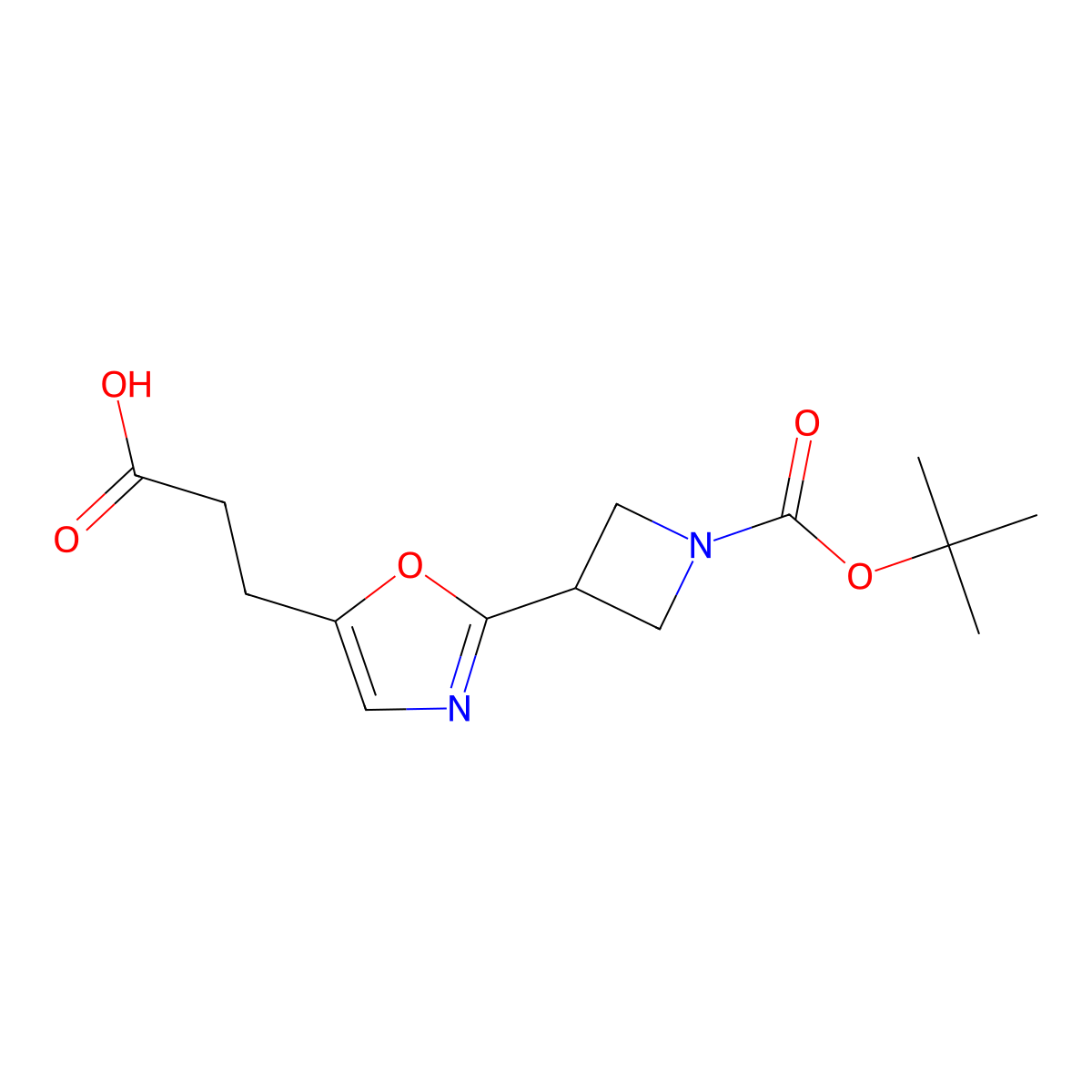 3-(2-{1-[(Tert-butoxy)carbonyl]azetidin-3-yl}-1,3-oxazol-5-yl)propanoic acid molecular structure, CAS 2503207-09-6