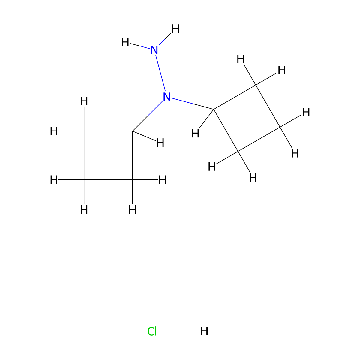 1,1-Dicyclobutylhydrazine hydrochloride molecular structure, CAS 2503207-17-6
