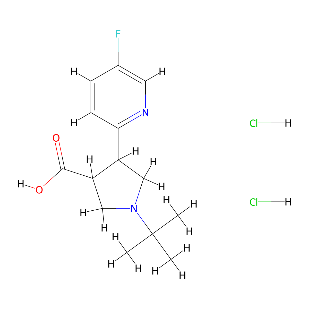1-Tert-butyl-4-(5-fluoropyridin-2-yl)pyrrolidine-3-carboxylic acid dihydrochloride molecular structure, CAS 2503207-25-6