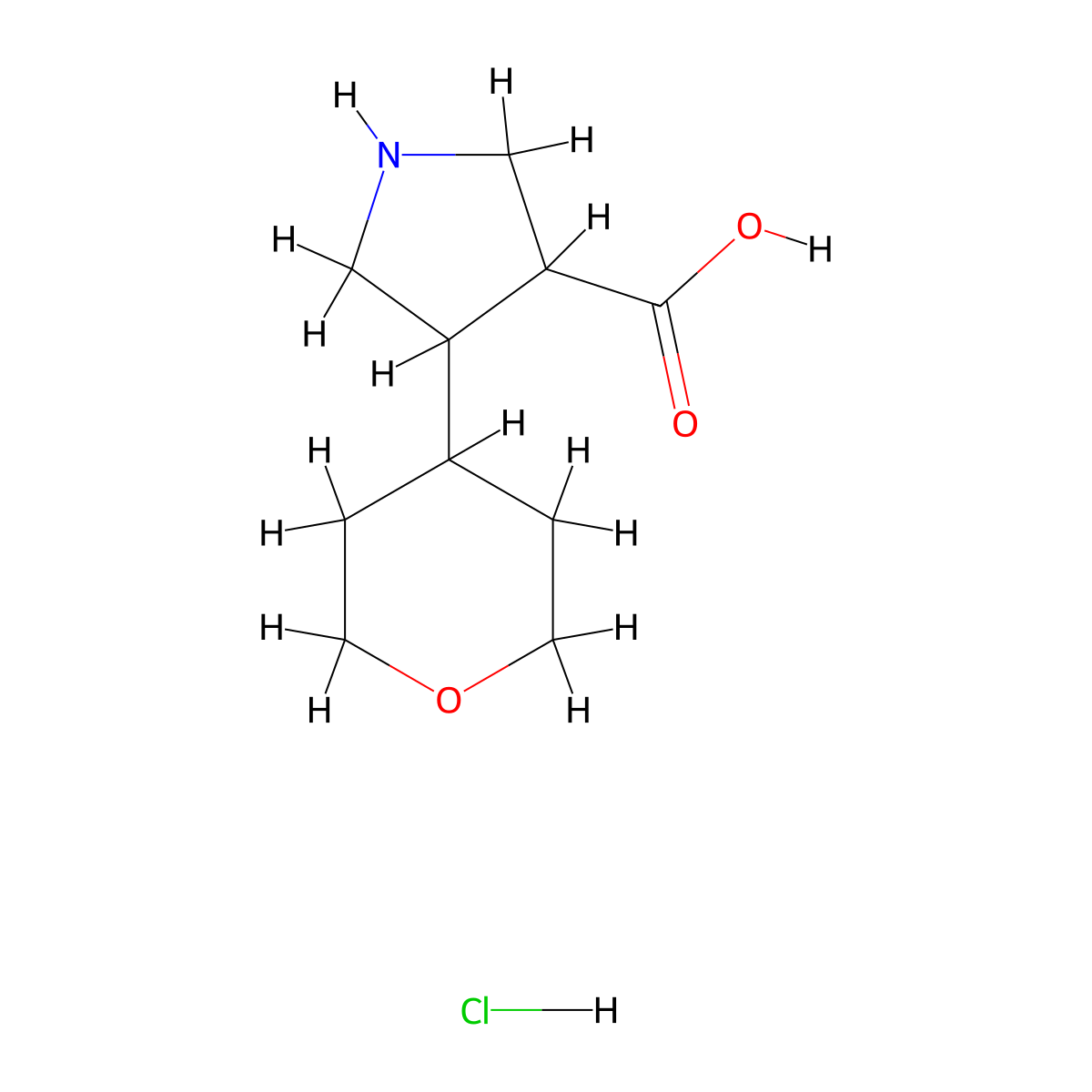 4-(Oxan-4-yl)pyrrolidine-3-carboxylic acid hydrochloride molecular structure, CAS 2503207-28-9