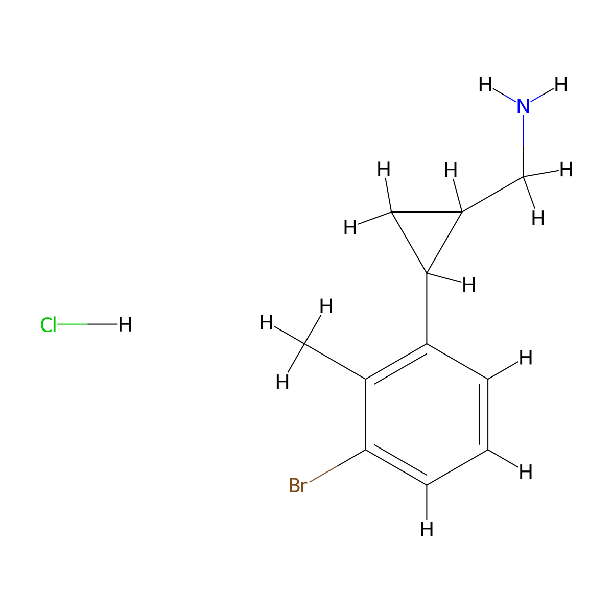1-[2-(3-Bromo-2-methylphenyl)cyclopropyl]methanamine hydrochloride molecular structure, CAS 2503207-43-8