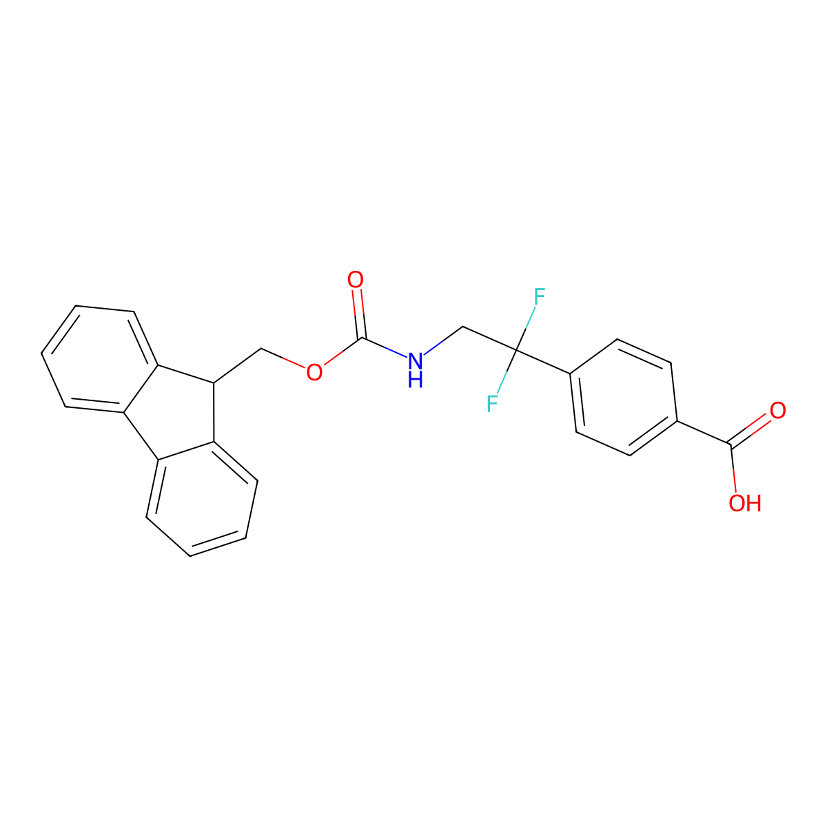 4-[2-(9H-Fluoren-9-ylmethoxycarbonylamino)-1,1-difluoroethyl]benzoic acid molecular structure, CAS 2503207-49-4