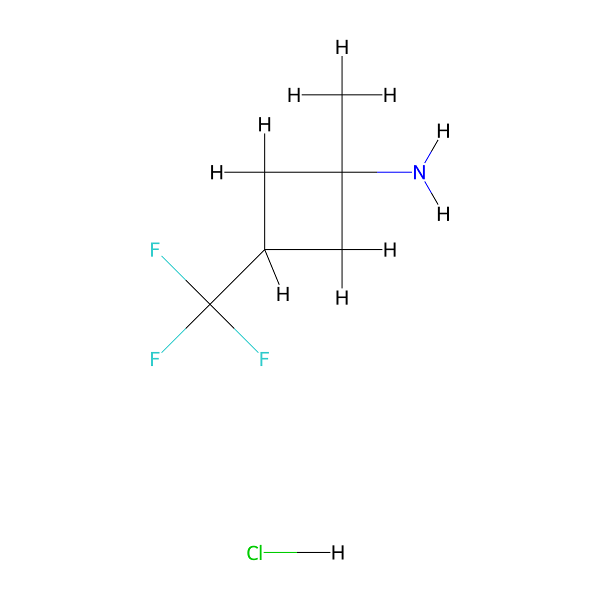 1-Methyl-3-(trifluoromethyl)cyclobutan-1-amine hydrochloride molecular structure, CAS 2503207-64-3