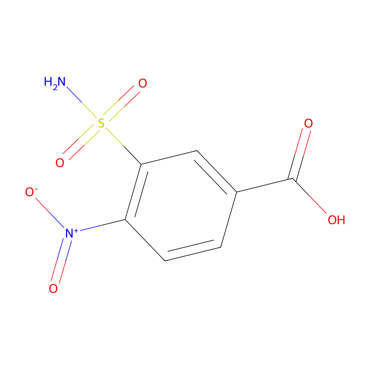 4-Nitro-3-sulfamoylbenzoic acid molecular structure, CAS 2503207-68-7