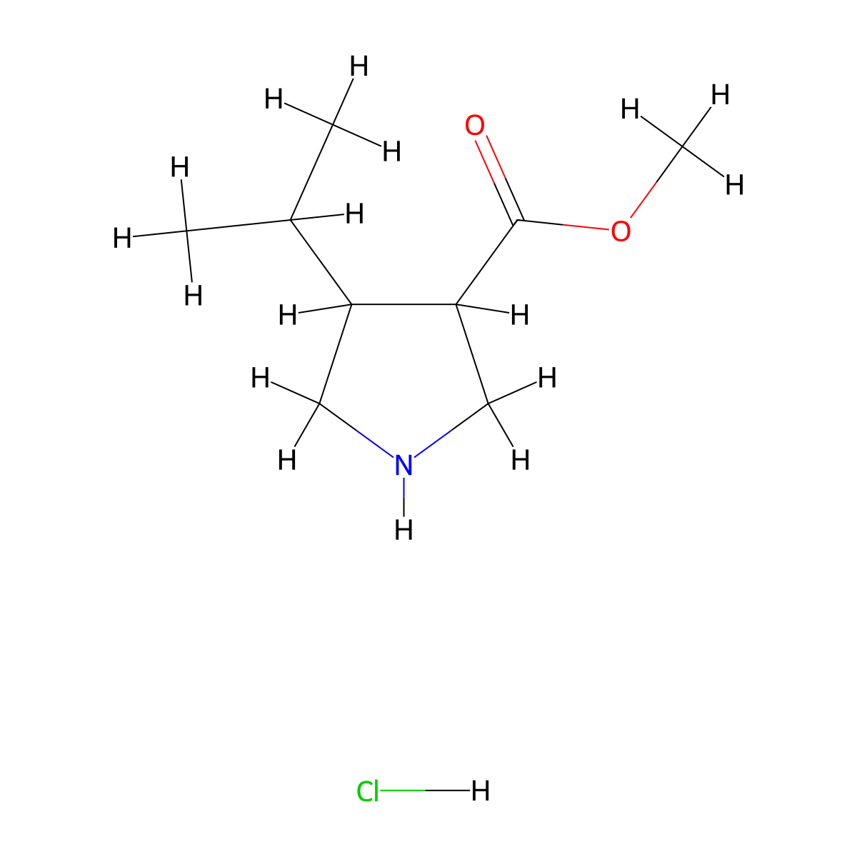 Methyl 4-(propan-2-yl)pyrrolidine-3-carboxylate hydrochloride molecular structure, CAS 2503207-81-4