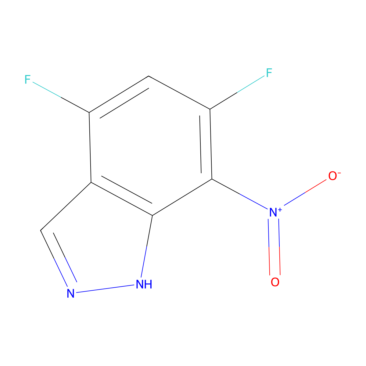 4,6-Difluoro-7-nitro-1H-indazole molecular structure, CAS 2503208-04-4