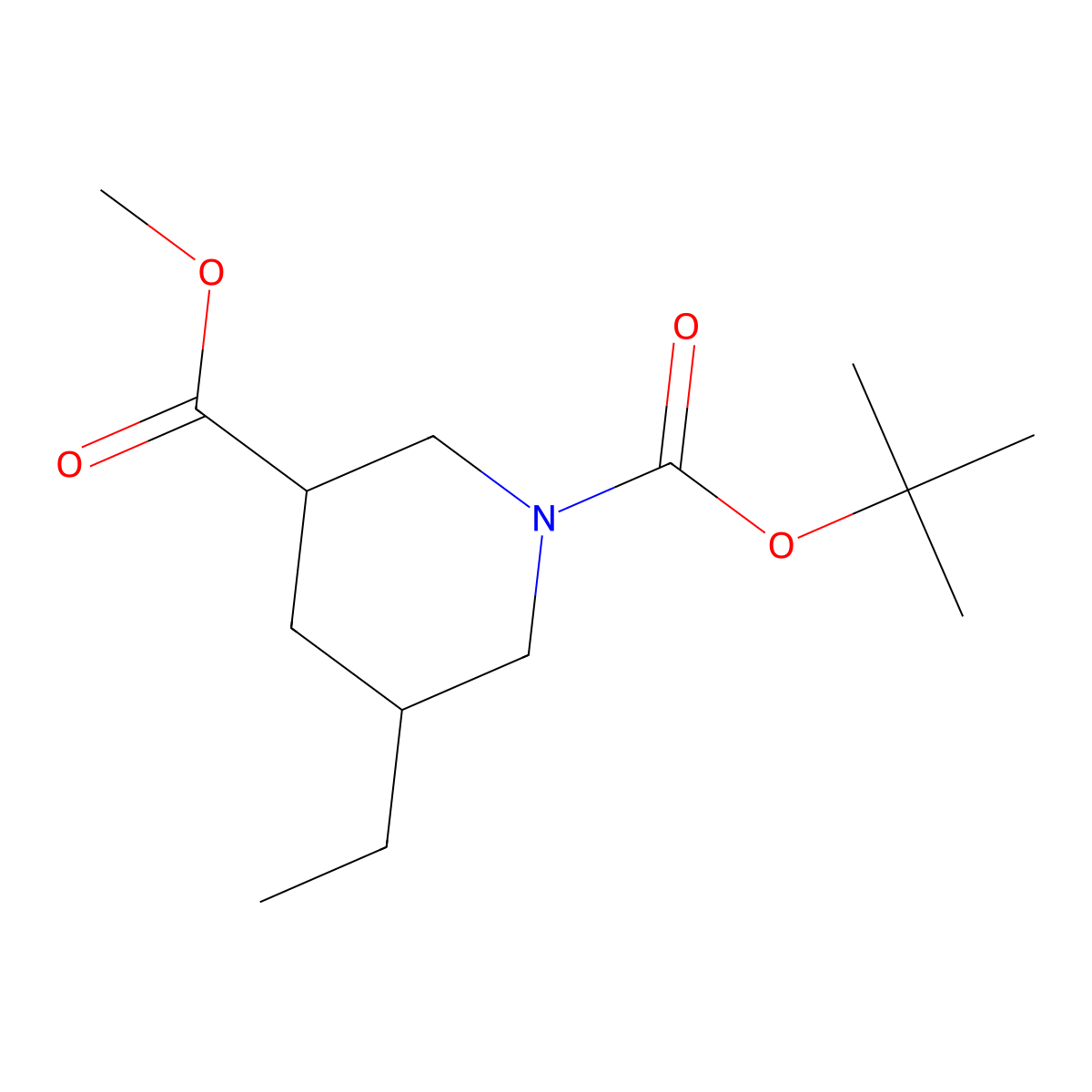 1-Tert-butyl 3-methyl 5-ethylpiperidine-1,3-dicarboxylate molecular structure, CAS 2503208-06-6