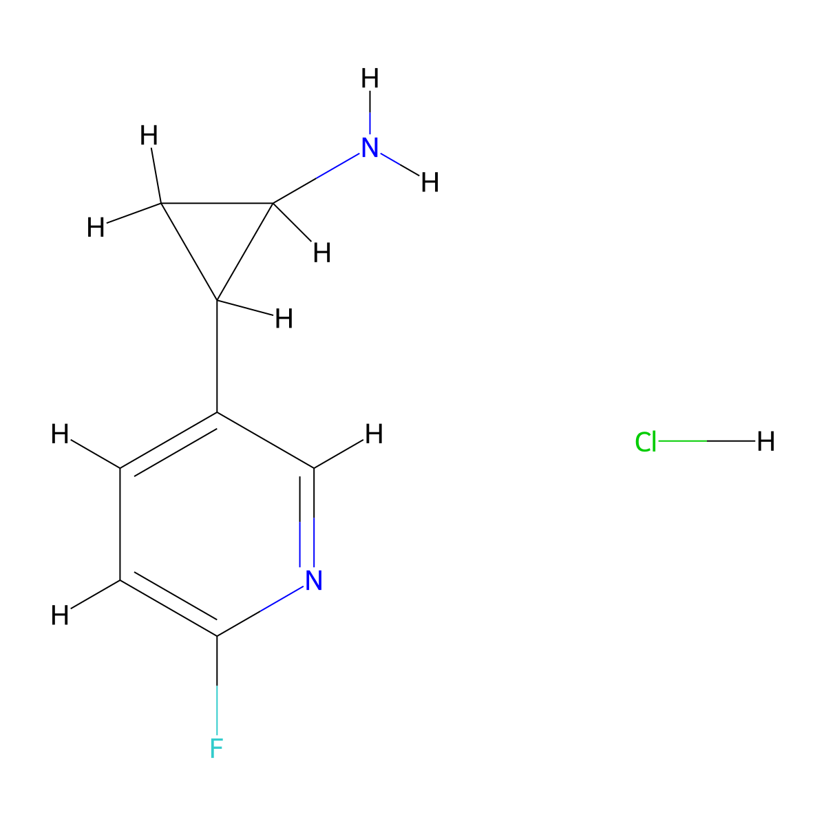 2-(6-Fluoropyridin-3-yl)cyclopropan-1-amine hydrochloride molecular structure, CAS 2503208-07-7