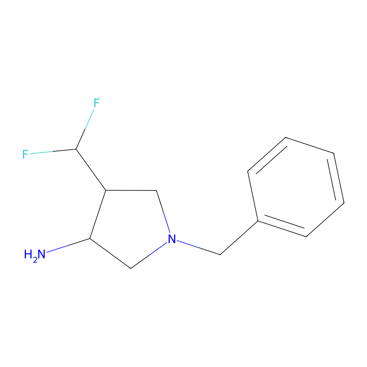 1-Benzyl-4-(difluoromethyl)pyrrolidin-3-amine molecular structure, CAS 2503208-29-3