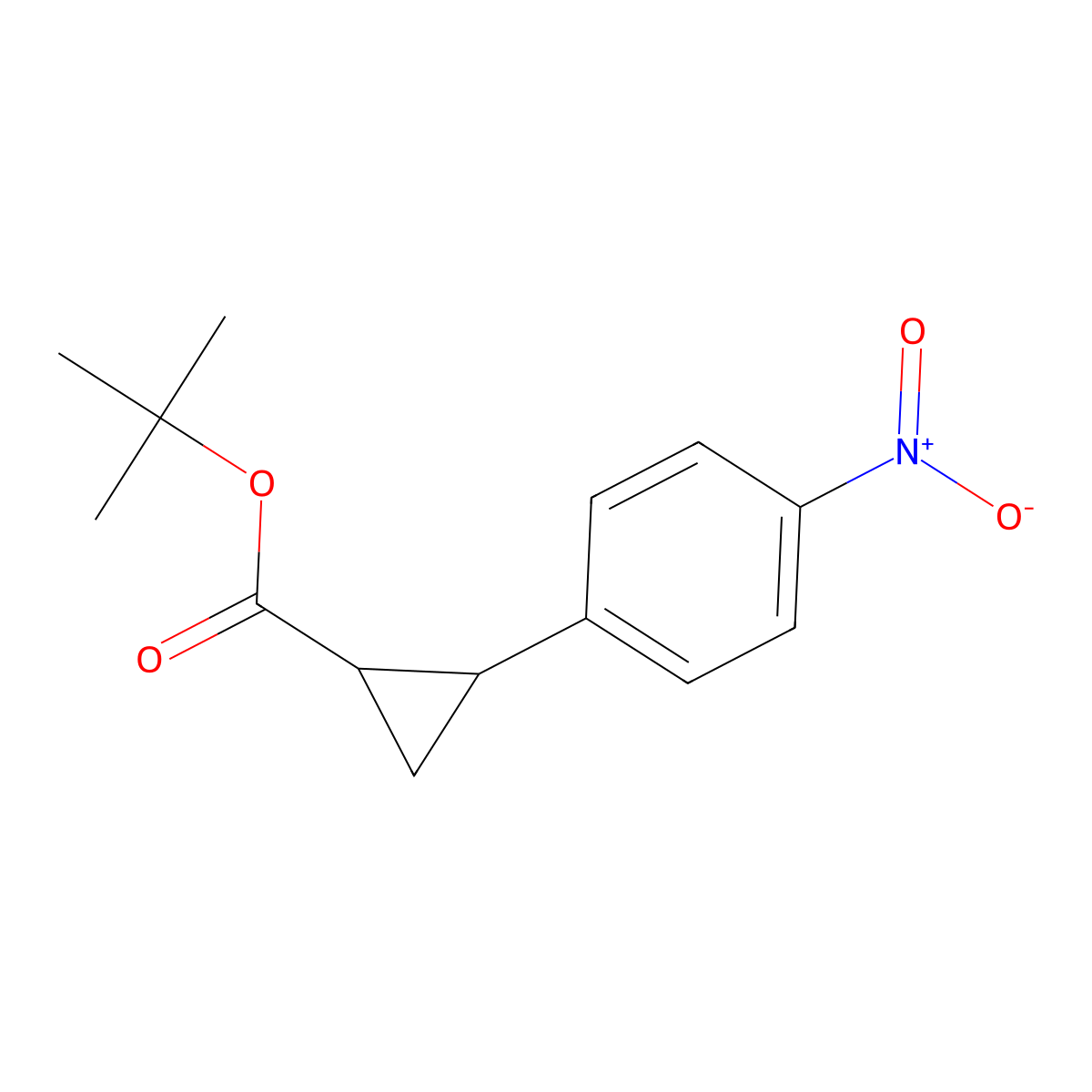 Tert-butyl 2-(4-nitrophenyl)cyclopropane-1-carboxylate molecular structure, CAS 2503208-31-7