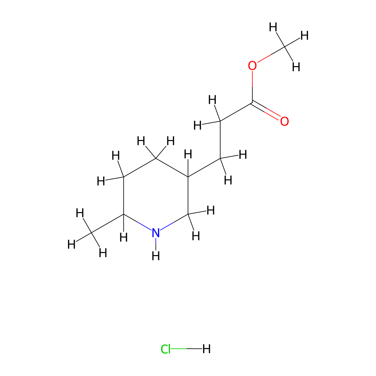 Methyl 3-(6-methylpiperidin-3-yl)propanoate hydrochloride molecular structure, CAS 2503208-40-8