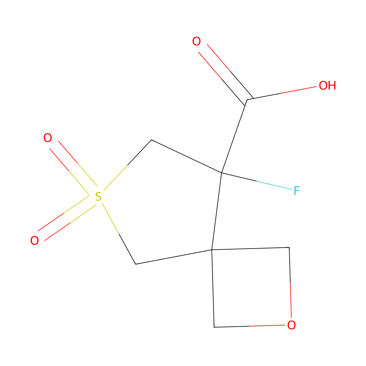 8-Fluoro-6,6-dioxo-2-oxa-6lambda6-thiaspiro(3.4)octane-8-carboxylic acid molecular structure, CAS 2503208-56-6