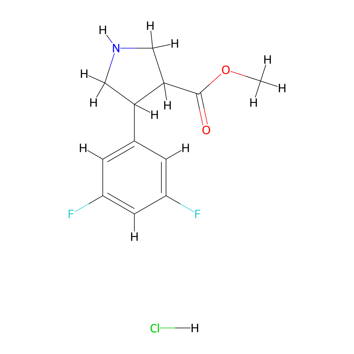 Methyl 4-(3,5-difluorophenyl)pyrrolidine-3-carboxylate hydrochloride molecular structure, CAS 2503208-61-3